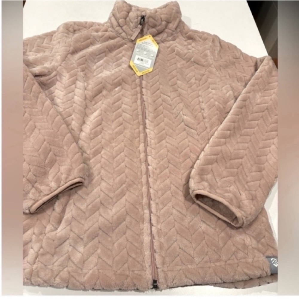 Free Country NEW Chevron Butter Pike Zip Front Jacket Dusty Peach Womens Medium - Picture 2 of 10
